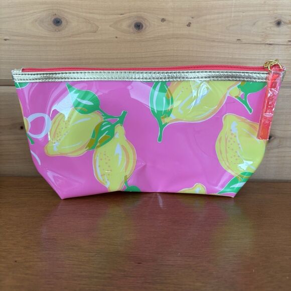 2 Lilly Pulitzer/ Estee Lauder Make Up Bags Pink & Lemons Zip Cosmetic Travel - Picture 8 of 10